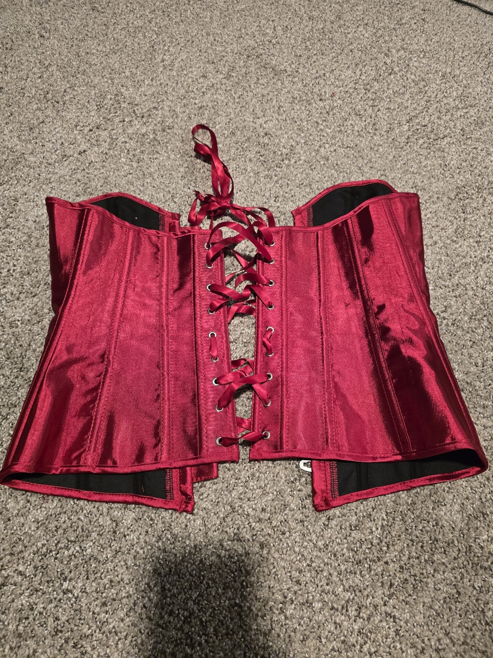 Red Satin Corset Top - Picture 2 of 2